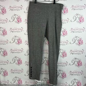 Talbots pants black white tweed style buttons on hem Chatham Black Gray Pants